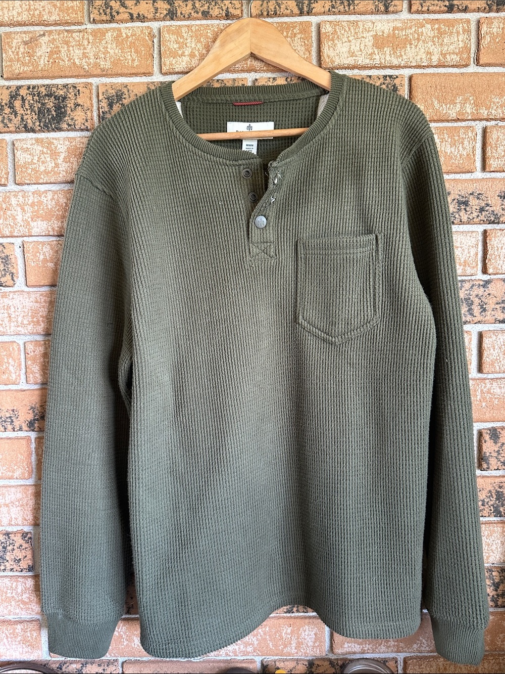 RAINFOREST Olive Green Waffle Knit Crewneck Sweater